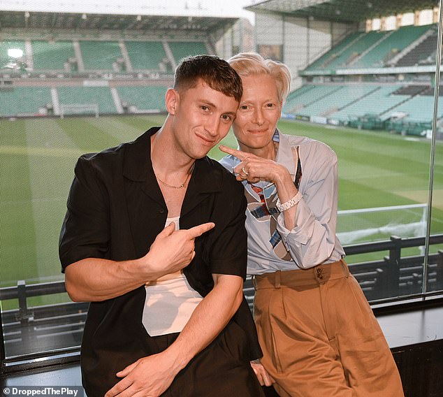 Tilda Swinton attended a performance of Dropped at Hibernian FC's Easter Road stadium on Saturday night as part of the Edinburgh Fringe Festival