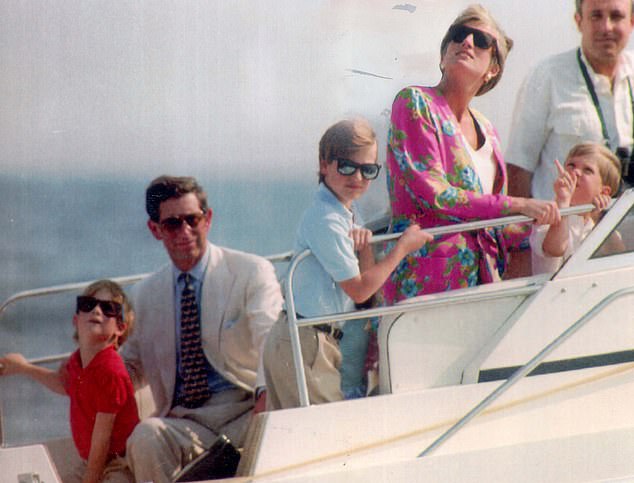 Charles and Diana with a young Prince Harry and Prince William. The couple would separate just over a year after the holiday