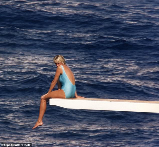 Diana sunbathing on a diving board off the coast of Italy. This  would become one of the most iconic pictures of the late Princess