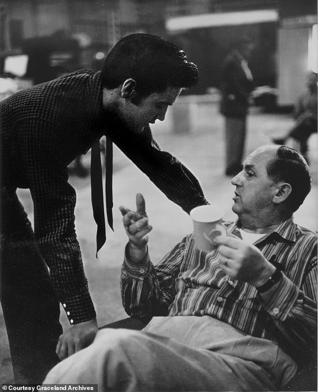 Elvis and Colonel on the set of Loving You - Parker was blamed for the catalog of sub-standard movies Elvis made during the 1960s