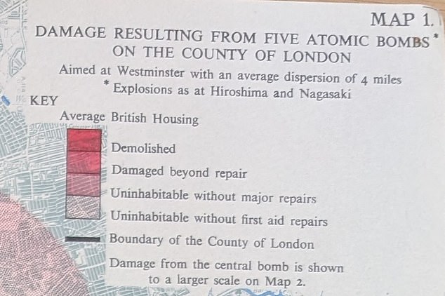 The key for the second map, explaining the colours detailing the respective levels of destruction