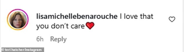 Instagram user @lisamichellebenarouche posted a red heart emoji and wrote: 'I love that you don't care'