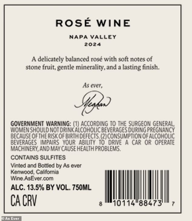The pale pink wine, which comes in a clear bottle with a white, gold-rimmed label, has an ABV (alcohol by volume) of 13.5 per cent ¿ 1 per cent lower than its predecessor