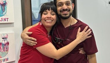 American dentist Kapadia Husain Zoher, 35, (pictured with a patient) and his engineer wife spent weeks behind bars after being caught red-handed stealing luxury items in an airport in notoriously strict Singapore