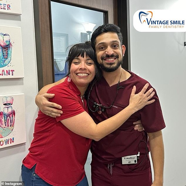 American dentist Kapadia Husain Zoher, 35, (pictured with a patient) and his engineer wife spent weeks behind bars after being caught red-handed stealing luxury items in an airport in notoriously strict Singapore