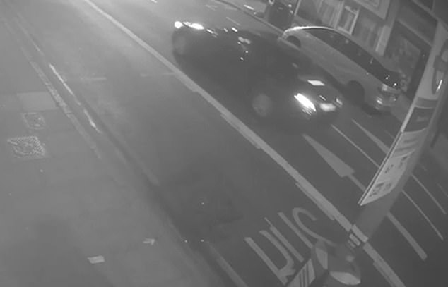 CCTV obtained by the Daily Mail shows the suspected gunmen calmly fleeing the scene in a black Kia sport's car seconds after the shooting