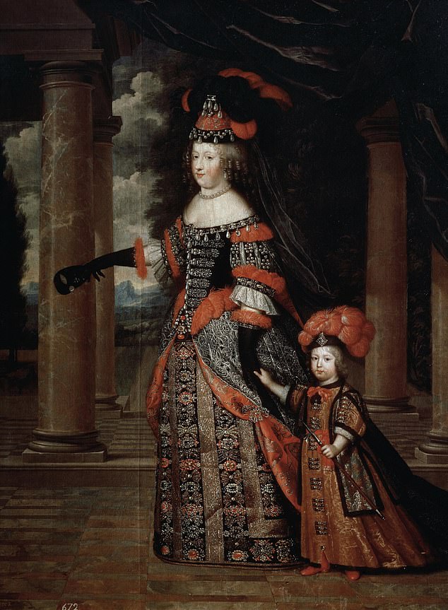 Maria Theresa of Austria is pictured with the Grand Dauphin
