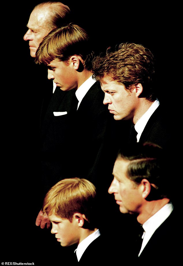 The boys decided to walk behind the coffin with their grandfather, their father, and Diana's brother Charles, the ninth Earl Spencer