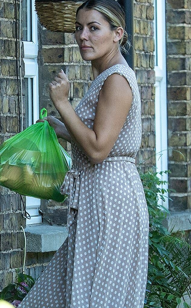 Back in Britain: Jasmine Wyld at home on Friday after returning from the family holiday that ended in her father-in-law's arrest