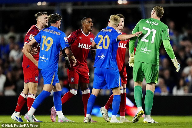 Tensions boiled over in the closing stages of Birmingham's Championship opener against Ipswich