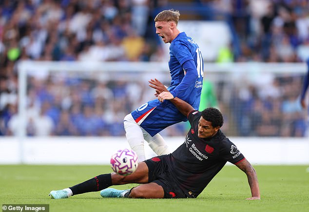 A former Liverpool star clashed with Cole Palmer after a heavy tackle during Chelsea's friendly on Friday evening