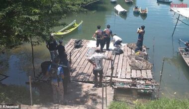 A woman's body has been found chained by the neck and tied underwater by two concrete dumbbells at a popular fishing spot in Thailand, according to reports