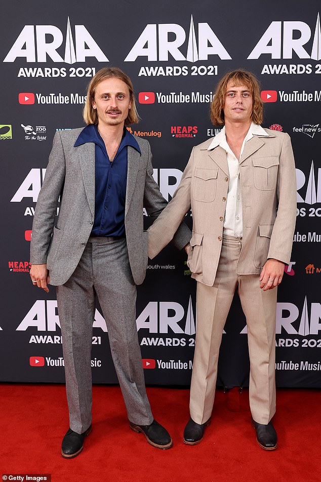 His sons, Louis Leimbach, 35 and Oliver Leimbach, 37, of the Aussie band Lime Cordiale, took to Facebook to announce the sad news on Saturday. Pictured: Oliver and his brother Louis Leimbach in 2021