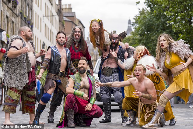 Norse mythology wrestling show Mythos Ragnarök perform in the Grassmarket, Edinburgh