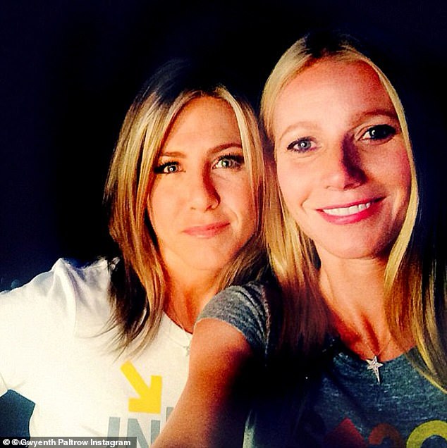 Jennifer Aniston and Gwyneth Paltrow still chat about their mutual ex-lover Brad Pitt; pictured in 2014