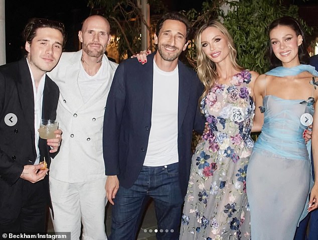Guests included the likes of Harvey Weinstein's ex Georgina Chapman (second from right), her actor partner Adrien Brody (centre) and actor Oliver Trevena (second from left)