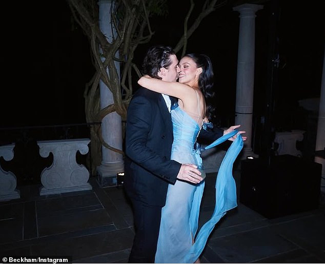 Nicola Peltz and Brooklyn Beckham shared pictures from their butterfly themed vow renewal afterparty on Tuesday that his parents weren't invited to