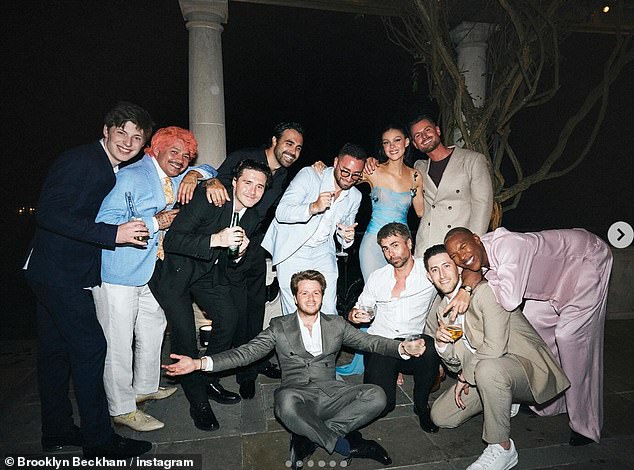 One playful shot gave a glimpse into the extensive guestlist, including real estate agent Anthony Barillo (top right), creative branding agency owner Dominic J West (bottom right), make-up artist Georgi Sandev (bottom third right), 'colourist to the stars' Daniel Moon (second left), businessman Jeremy Clerc (bottom centre)