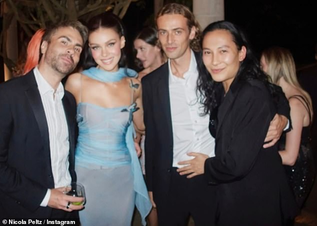 Designer Alexander Wang (right) was one of the superstar attendees, having previously been seen at events with the bride, while they posed with make-up artist Georgi Sandev