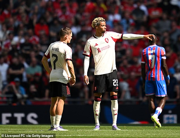 Florian Wirtz (left) and Hugo Ekitike (right) both shone in the Community Shield on Sunday but the new signings left Liverpool open at the back