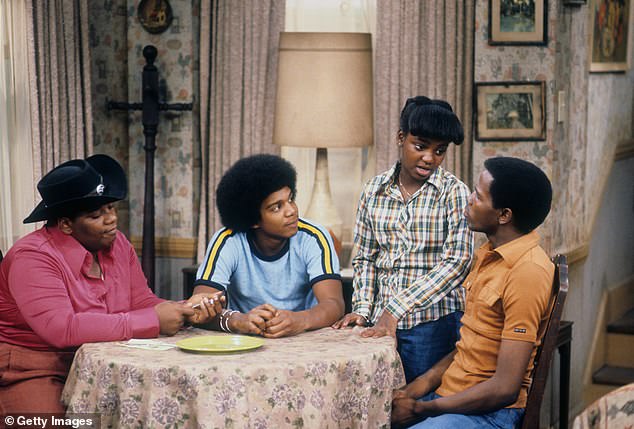 As Dee, the sister of Raj Thomas (Ernest Thomas) and daughter of Mabel (Mabel King), she was known for her signature phrase, 'Oooh I'm gonna tell mama!' - pictured with Fred 'Rerun' Berry, Haywood Nelson and Ernest Thomas in 1979