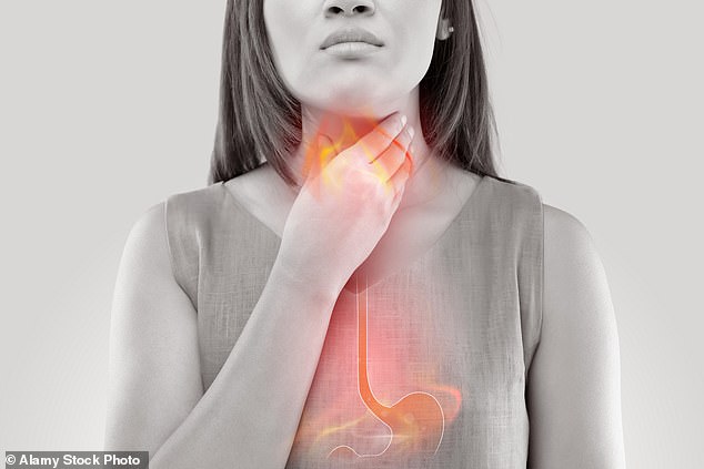 Acid reflux happens when stomach acid flows back into the oesophagus (file photo)