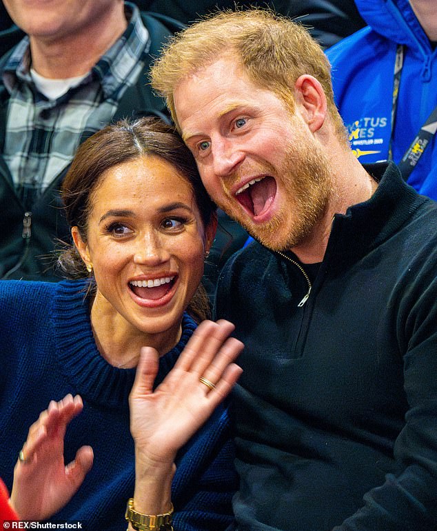 Meghan, pictured with her husband during the Invictus Games earlier this year, revealed her husband doesn't like lobster