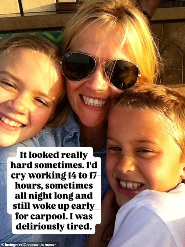 Even though she displayed an ear-to-ear smile, Reese said she would 'cry' after 'working 14 to 17 hours, sometimes all night long,' even though she still had to get up early to take her kids to school