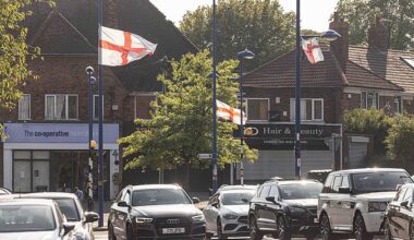 Hundreds of St George's flags and Union Jacks have been hung up around several areas in the south of Birmingham