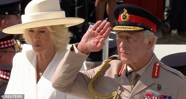 The King and Queen led the two-minute silence after hearing The Last Post