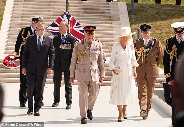 Prime Minister Sir Keir Starmer (left), King Charles III and Queen Camilla arrive for the national Service of Remembrance