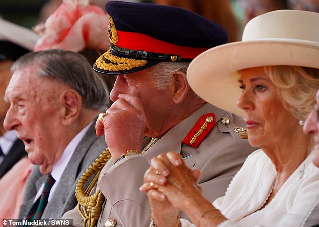 The King even appeared to wipe at his eye following John Harlow's testimony - who was himself moved to tears