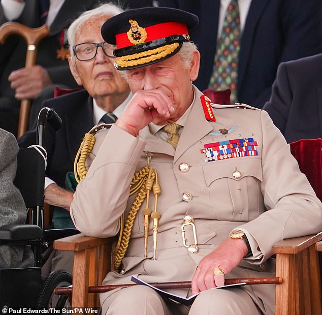 The King held back tears during the service