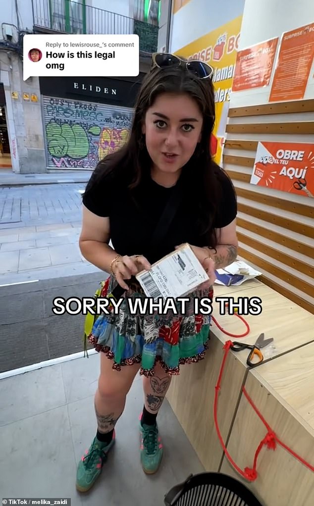 Melika Zaidi (pictured), thought to be from the North East of England, bought the mystery packages from Surprise Box, a store in the Spanish city that sells lost mail