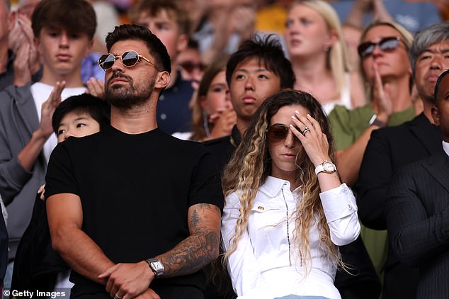 Diogo Jota's widow, Rute Cardoso, cut an emotional figure as she stood with his family while Wolves paid their tribute to her late husband