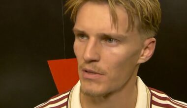 Martin Odegaard was interviewed by Sky Sports at half-time of Arsenal's trip to Man United