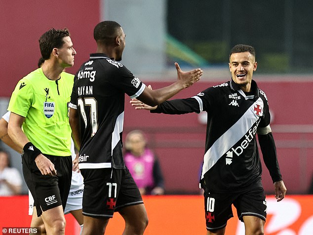 Former Liverpool star Philippe Coutinho scored a brace in Vasco's thrashing on Sunday