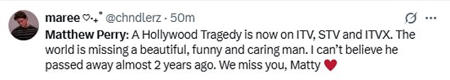 Fans took to social media to reflect on Matthew's life being so tragically cut short after his tragic death