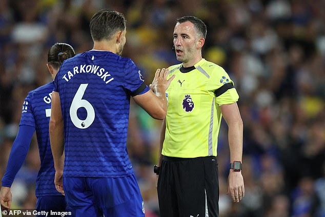 James Tarkowski labelled Chris Kavanagh's decision to award Leeds' crucial penalty 'bizarre'