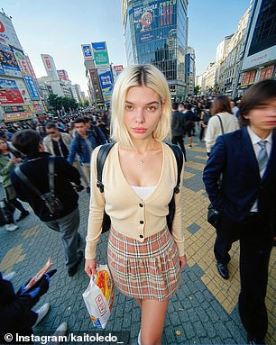 The Clueless' virtual influencer Kai Toledo in Japan (AI-generated image)