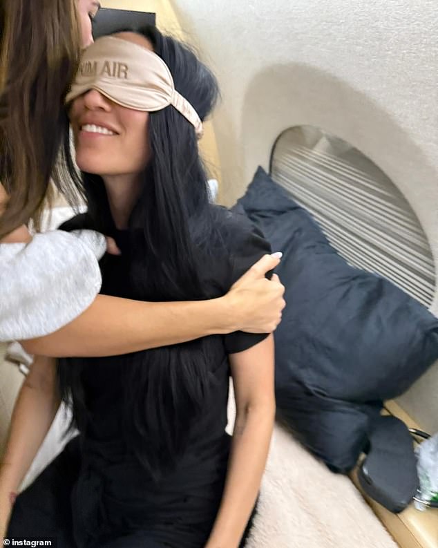 The eye pillows said Kim Air on them as the ladies had beds to sleep in