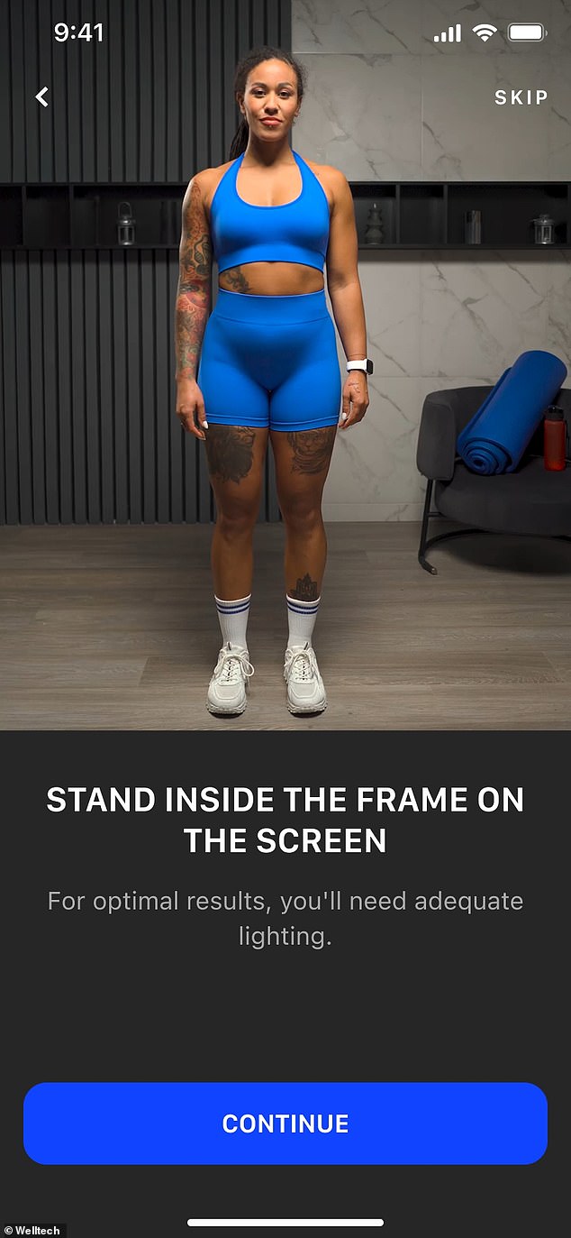 The app performs a quick and easy body scan, allowing it to easily analyze your body data and assess your fitness level