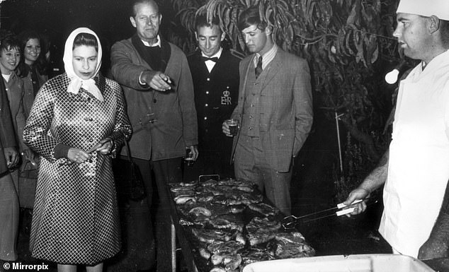 Queen Elizabeth and Prince Philip attend a barbeque in Canberra during the Royal Tour of Australia, in April 1970