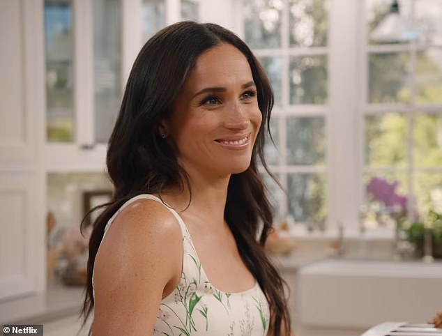 Meghan Markle has shared another gushing post to promote her wine - as it still hasn't sold out more than two weeks after it first launched. Pictured in the trailer for the second season of her Netflix show
