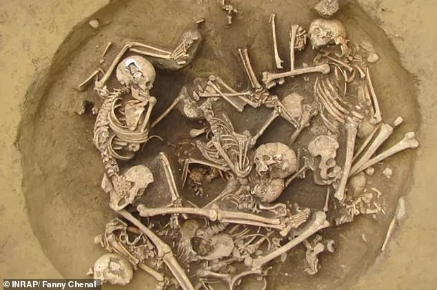 Dating back to between 4300 and 4150 B.C, a total of 82 human skeletons were unearthed in the pits, with some having their left arms severed or hands completely dismembered.
