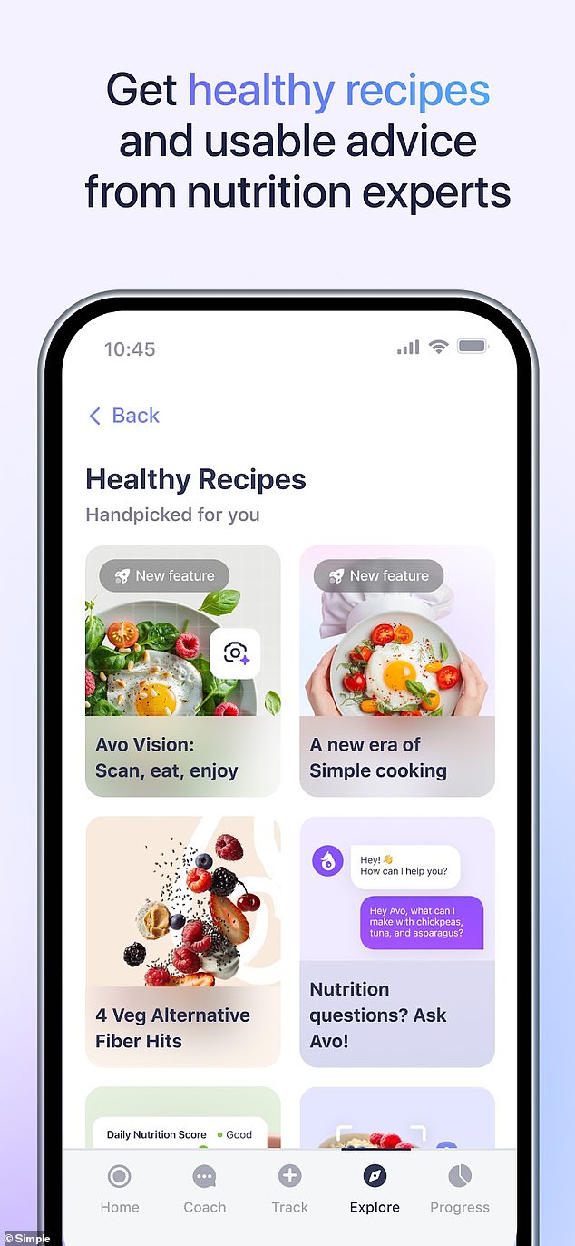 Simple's app packs everything that you need into a sleek interface, with everything from snack and meal ideas to progress monitoring