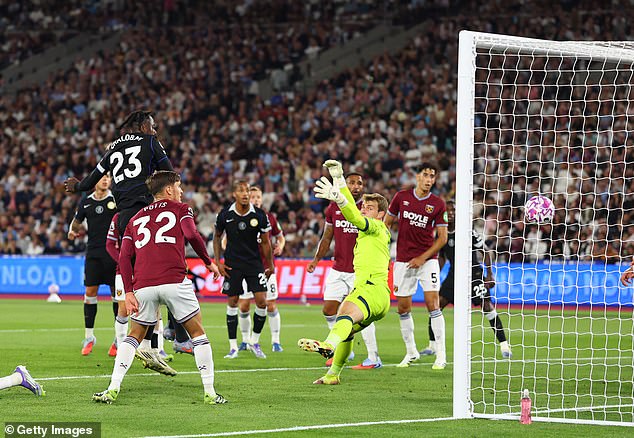 Trevoh Chalobah heads home Chelsea's fifth goal as they thrashed West Ham on Friday