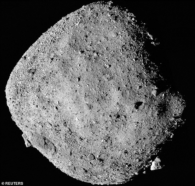 Scientists have analysed samples from the Bennu asteroid (pictured), which resembles the Death Star space station in the Star Wars films, and found it is 'chemically primitive'