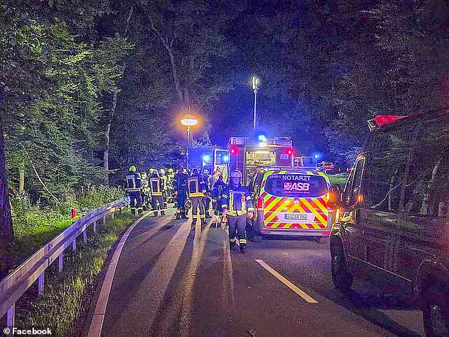 The 32-year-old driver and his passengers ¿ aged 30, 31 and 32 ¿ died at the scene of the accident (pictured) on the L3229 road between Reinhardshagen-Veckerhagen and Grebensteinin