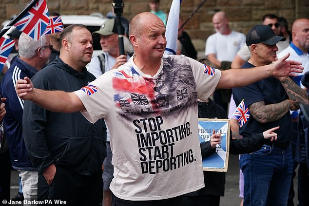 On Saturday morning protesters began to gather outside a hotel in Perth, and were greeted with counter-protesters